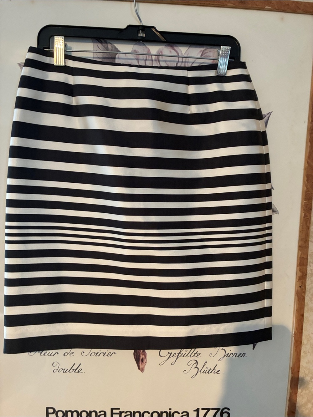 Sara Campbell Black and White Striped Midi Skirt